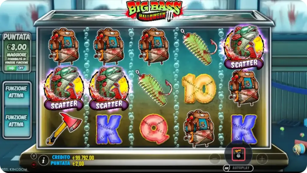 Free Spins Base con il pescatore che raccoglie i simboli denaro