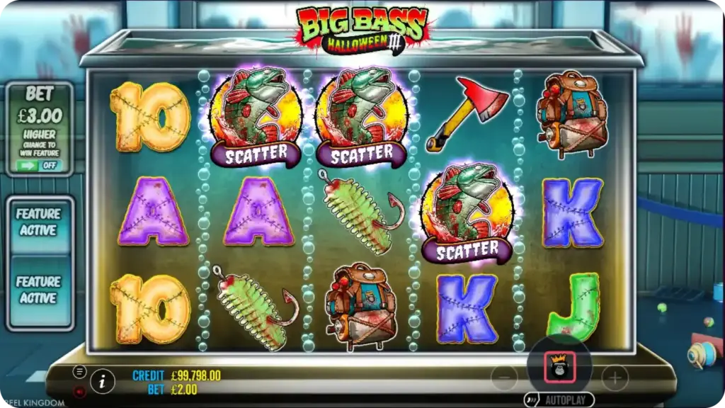 Basic Free Spins with fisherman collecting money symbols