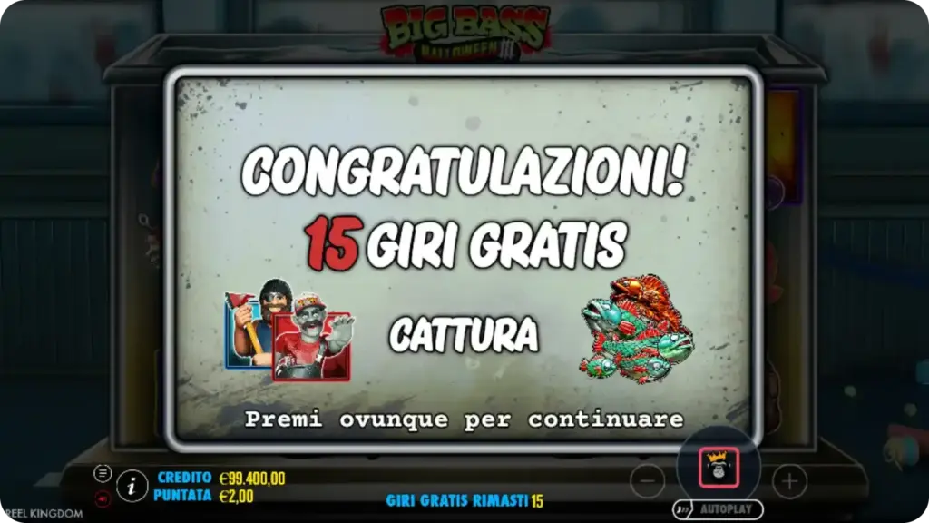 Super Free Spins con riattivazioni rapide e simboli del pescatore evidenziati