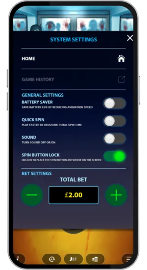 Settings menu with gameplay options