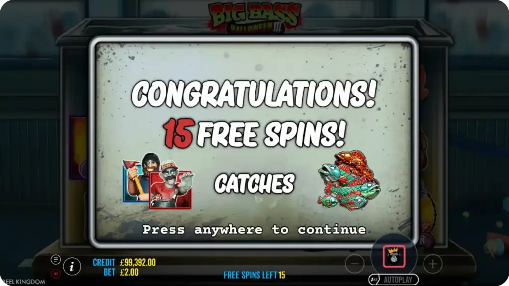 Super Free Spins with fast retriggers and highlighted fisherman symbols